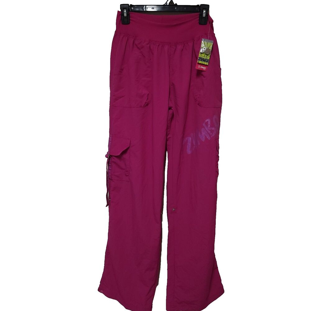 ZUMBA Pants Convertable Capri Dance Fitness Elite Wear Women's Pockets Pink XL